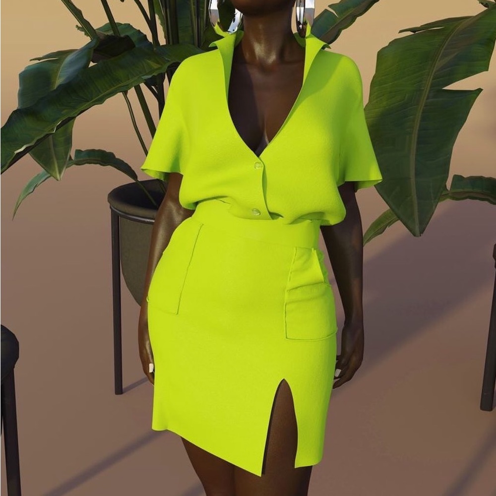 Hanifa Robyn Skirt Set - Small - Lime Green